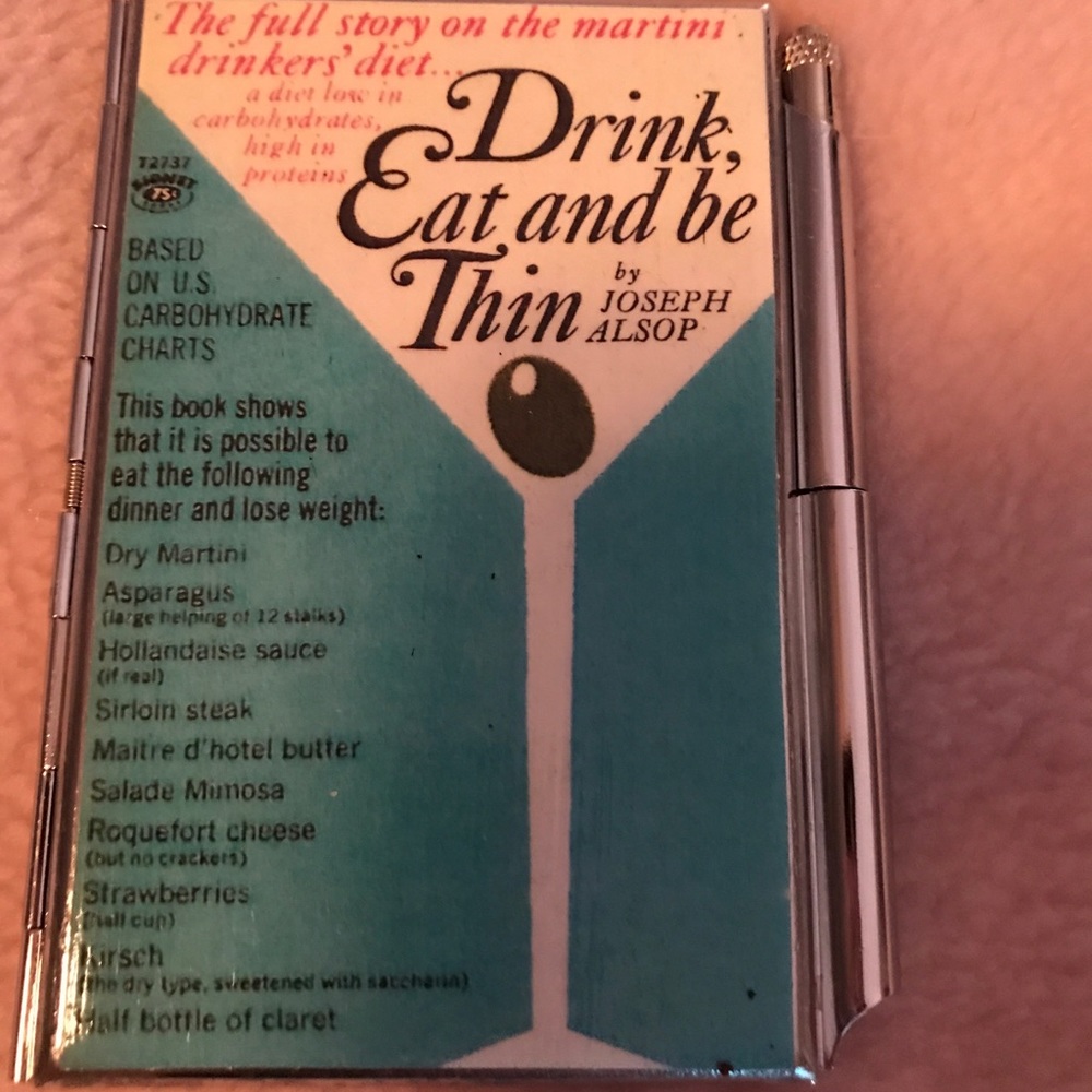 Vintage metal note pad pen cardholder